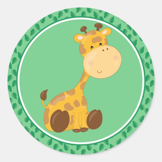 Girafe | Bébé Safari Animaux Sticker rond (Devant)