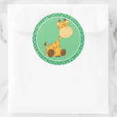 Girafe | Bébé Safari Animaux Sticker rond (Sac)