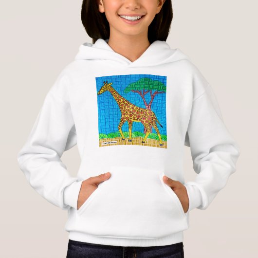 Girafe (blanc) - Sweat à capuche pour fille (Devant)