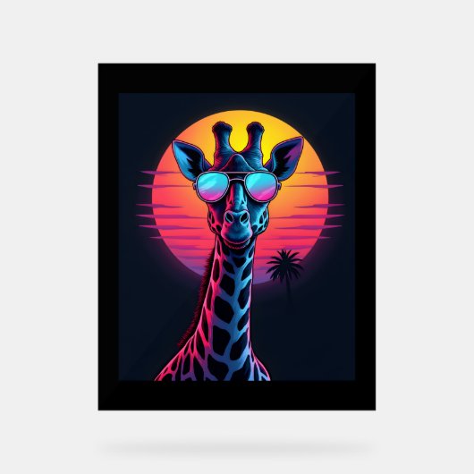 Girafe Cool En Lunettes De Soleil Sous Le Coucher  (Recto)