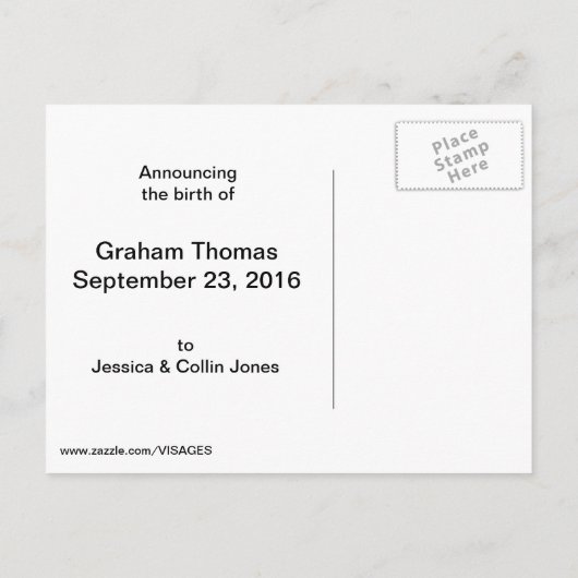 Girafe dans le faire-part de naissance plat (Dos)