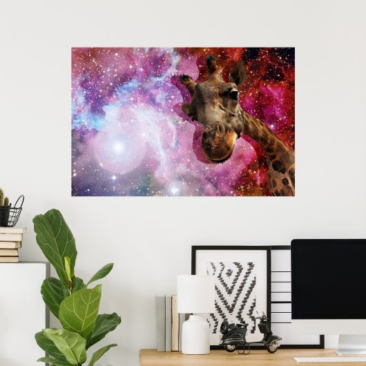 Girafe...dans l'espace ? ! Affiche (Bureau à domicile)
