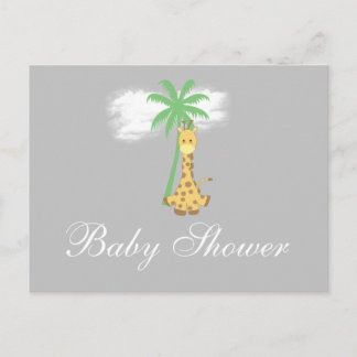 Girafe de Baby Shower sur invitations gris argenté