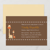 Girafe de bébé de la maman n - invitations Brown (Devant / Derrière)