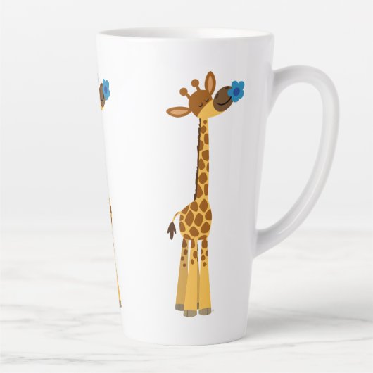 Girafe de caricature mignonne et Mug en latte de f (Droite)