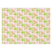 Girafe de Cocos et nappe de coton de roses pâles (Devant (Horizontal))