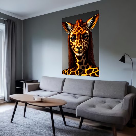 girafe de femme anthropomorphique | AI Art Poster