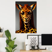 girafe de femme anthropomorphique | AI Art Poster (Bureau à domicile)