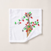 girafe de fête, lumières rouge vertes (Gant de toilette)