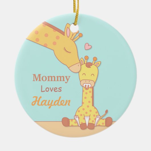 Girafe de maman et ornement personnalisé mignon de (Devant)
