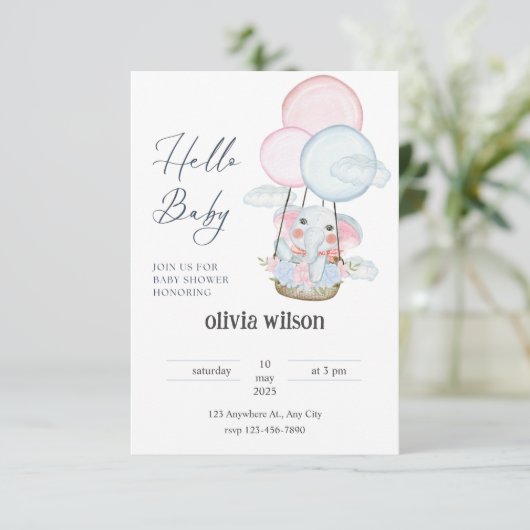 girafe éléphant conception bébé Invitation (Debout devant)