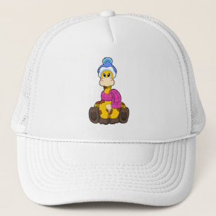 Girafe en hiver avec Casquette et écorce