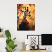 Girafe en vêtements d'automne Impression d'art, Au (Bureau à domicile)