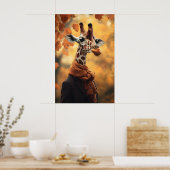 Girafe en vêtements d'automne Impression d'art, Au (Cuisine)