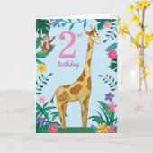 Girafe Et amis 2e carte d'anniversaire (Fleur jaune)