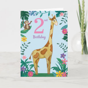 Girafe Et amis 2e carte d'anniversaire