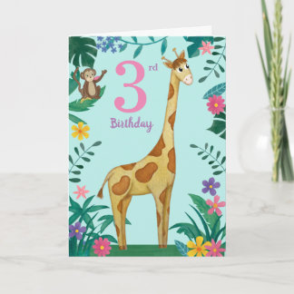 Girafe Et Amis 3e Carte Anniversaire
