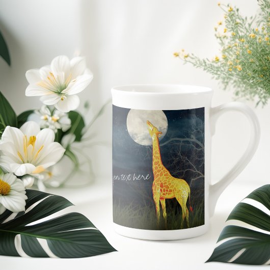 Girafe et lune couture Jumbo / Mug Chine os
