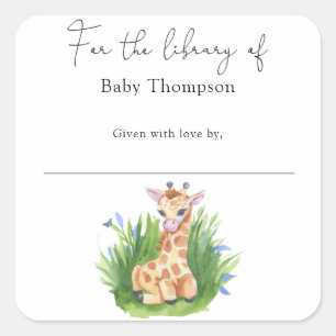 Girafe - Étiquette de livre pour Baby Shower, livr