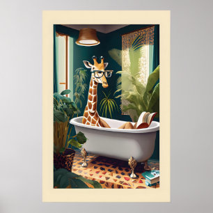 Girafe Fantaisiste dans la Baignoire Impression Aq