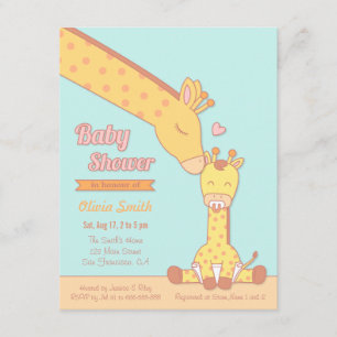 Girafe fine et sucrée Invitations de douches pour 