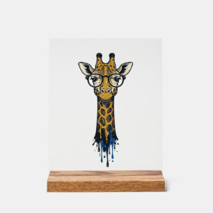 Girafe Gravé Vintage Avec Design De Lunettes_1