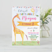 Girafe invitation anniversaire Safari jungle fête (Debout devant)