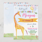Girafe invitation anniversaire Safari jungle fête (Devant / Derrière)