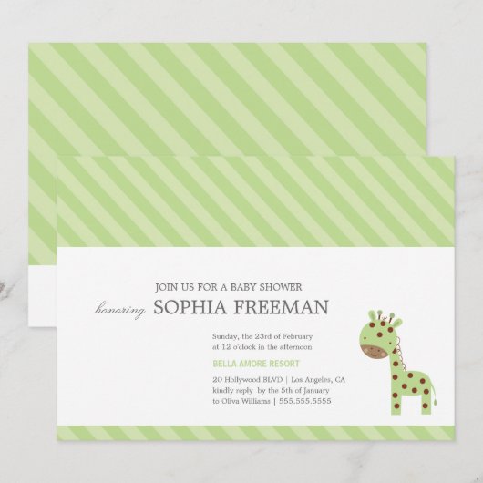 GIRAFE| INVITATION BABY SHOWER (Devant / Derrière)