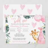 Girafe Invitations pour une fille (Devant / Derrière)