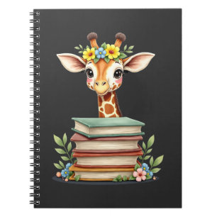Girafe Mignonne Avec Livre Floral Bookworm Bibliot