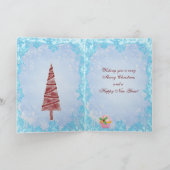 Girafe mignonne et carte de Noël rose de petit (Intérieur)