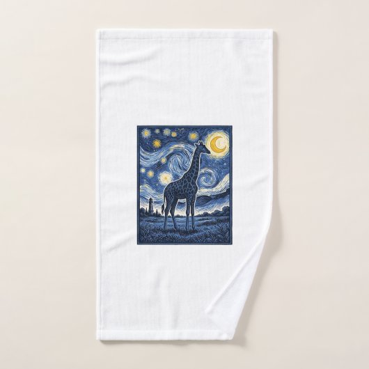 Girafe Nuit Étoilée Vintage (Serviette à main)