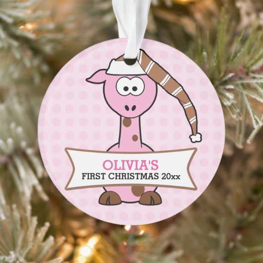 Girafe Rose 1er Noël de Bébé (Arbre)