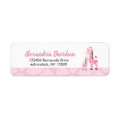 Girafe rose fille Jungle Étiquettes de adresse per (Devant)
