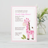 Girafe rose Jungle 5x7 Baby shower Invitation (Debout devant)