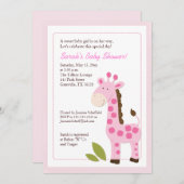 Girafe rose Jungle 5x7 Baby shower Invitation (Devant / Derrière)
