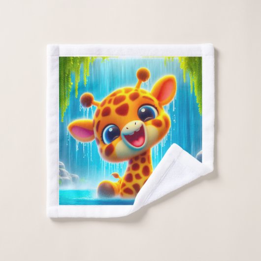 Girafe sur la cascade (Gant de toilette)