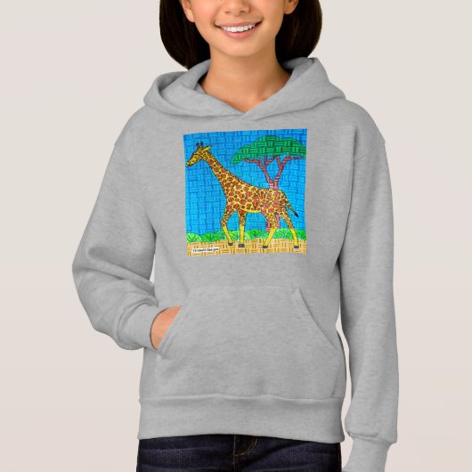 Girafe (vif) - Sweat à capuche pour fille (Devant)