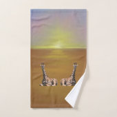 Girafes au brun de coucher du soleil (Serviette à main)
