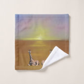 Girafes au brun de coucher du soleil (Gant de toilette)