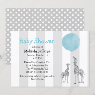 Girafes avec Baby shower à ballon Invitation
