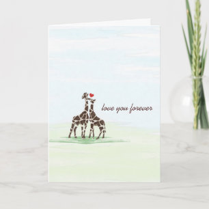 Girafes dans la carte de Valentine d'amour