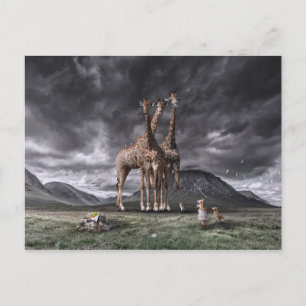 Girafes et enfant briefkaart