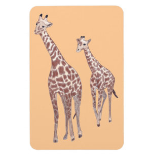 Girafes mère et enfant dessinant des magnets perso