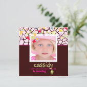 Giraff + photo florale / Invitations de fête perso (Debout devant)