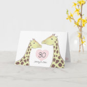 Giraffe 30e Pearl Wedding Jubileum Kaart (Gele Bloem)