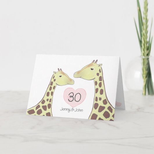 Giraffe 30e Pearl Wedding Jubileum Kaart (Voorkant)