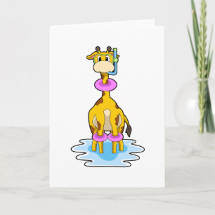 Giraffe aan het zwemmen met zwembandje kaart