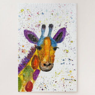 Giraffe Abstracte Dieren Wild Leuke Kunst Regenboo Legpuzzel